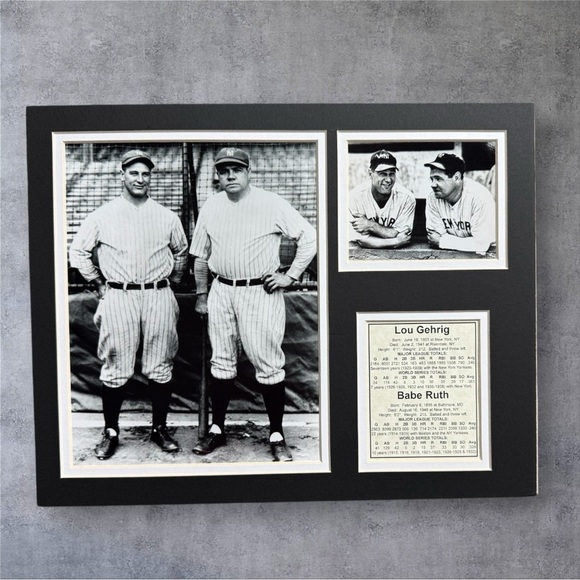 Babe Ruth & Lou Gehrig Framed • NEW YORK YANKEES • 11x14 Batting Stats - Picture 1 of 2